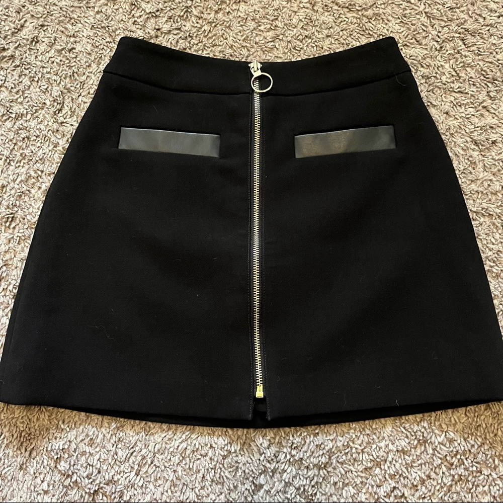 Express black mini skirt front zip
